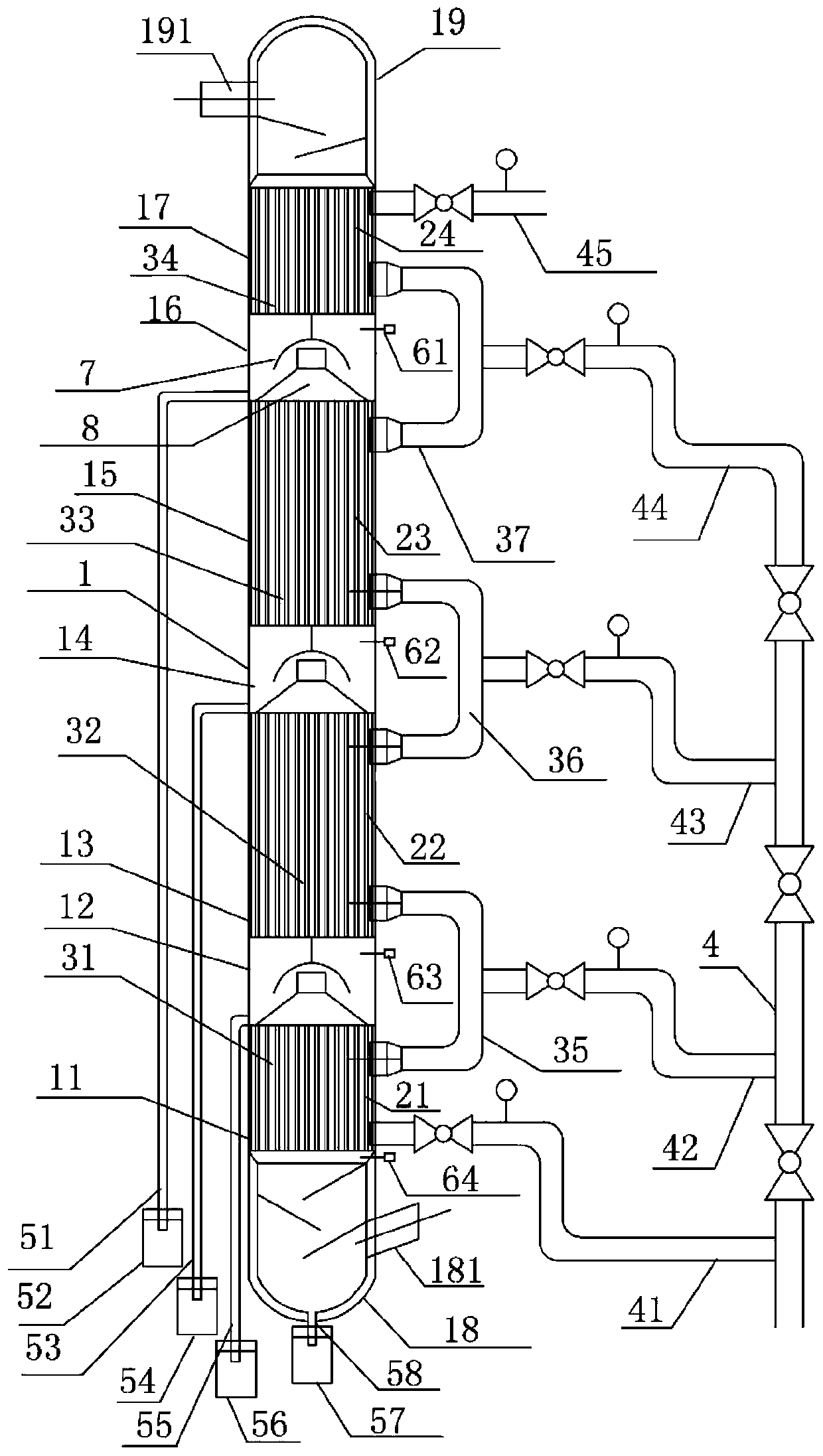 A graded condensation device for biomass pyrolysis liquefaction polygeneration