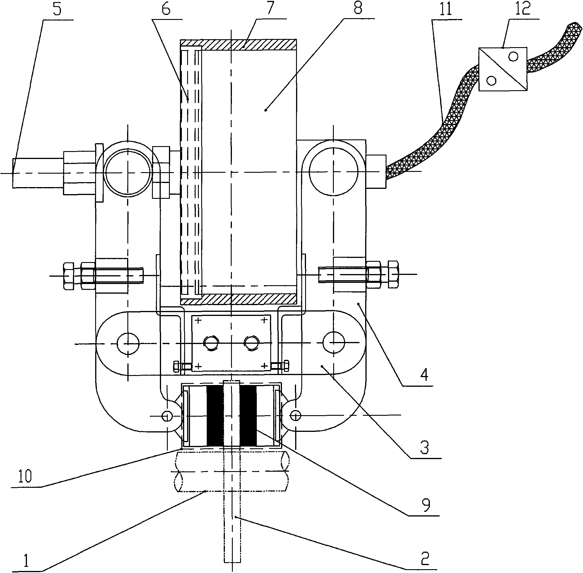 Industrial-mineral electric locomotive anti-lock electromagnetic braking device