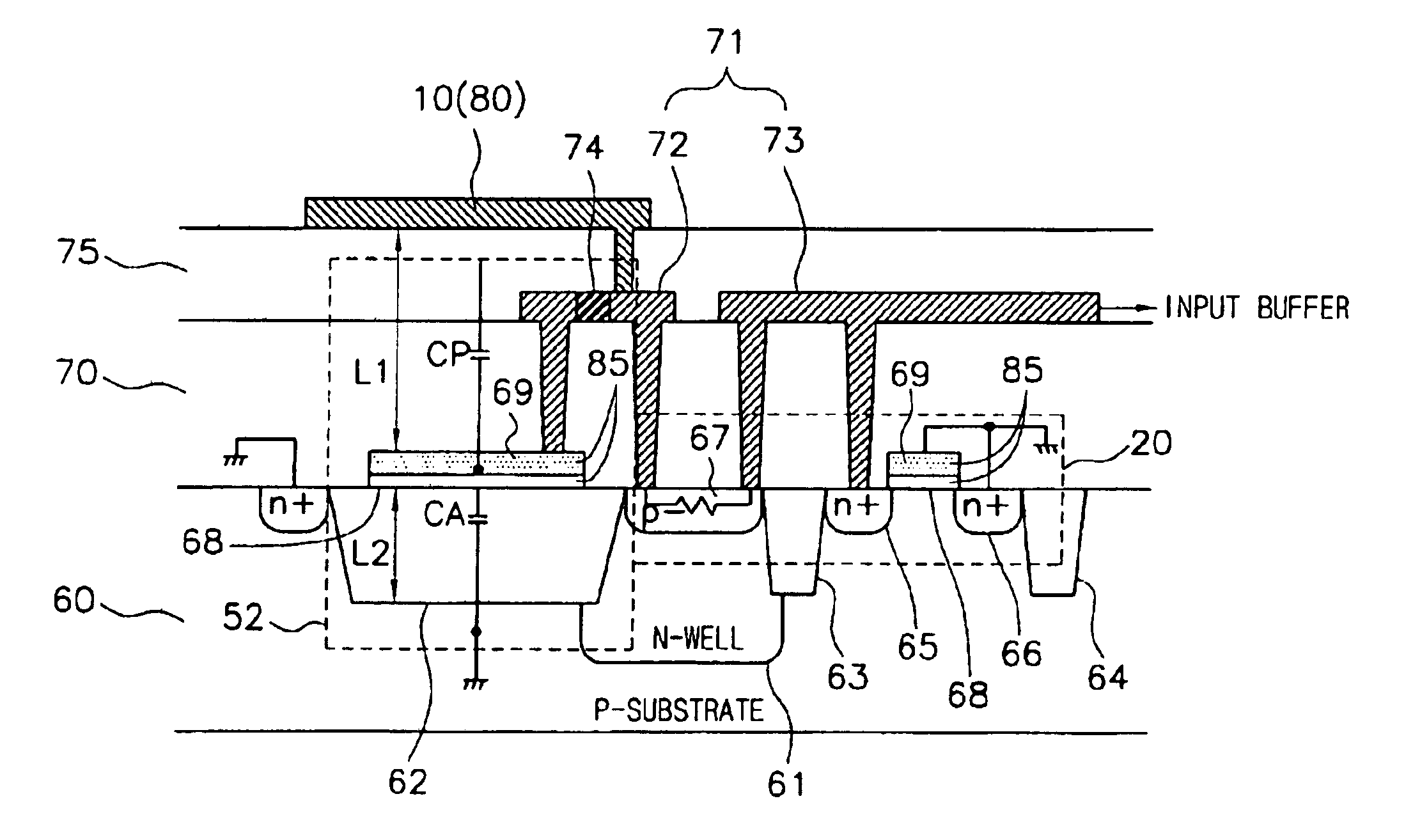 Apparatus for adjusting input capacitance of semiconductor device and fabricating method
