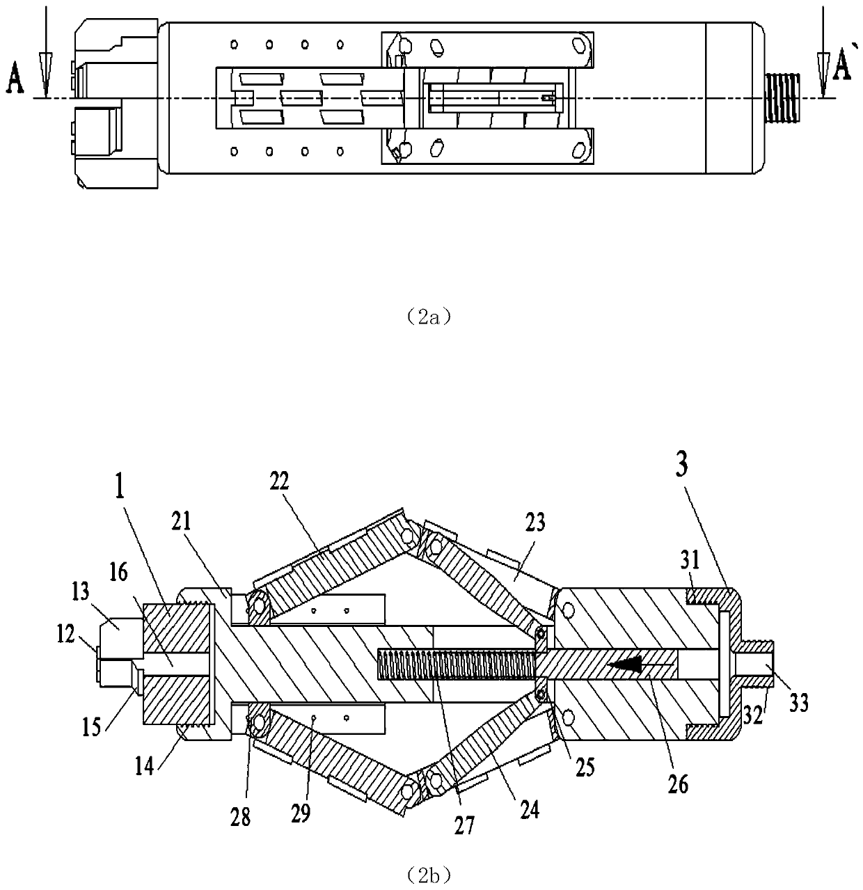Forward-type full-automatic controllable variable-diameter pressure relief connecting rod drilling bit device and using method thereof