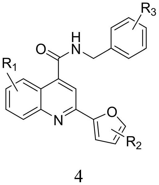 2-furanyl-quinoline-4-formamide compound and application thereof