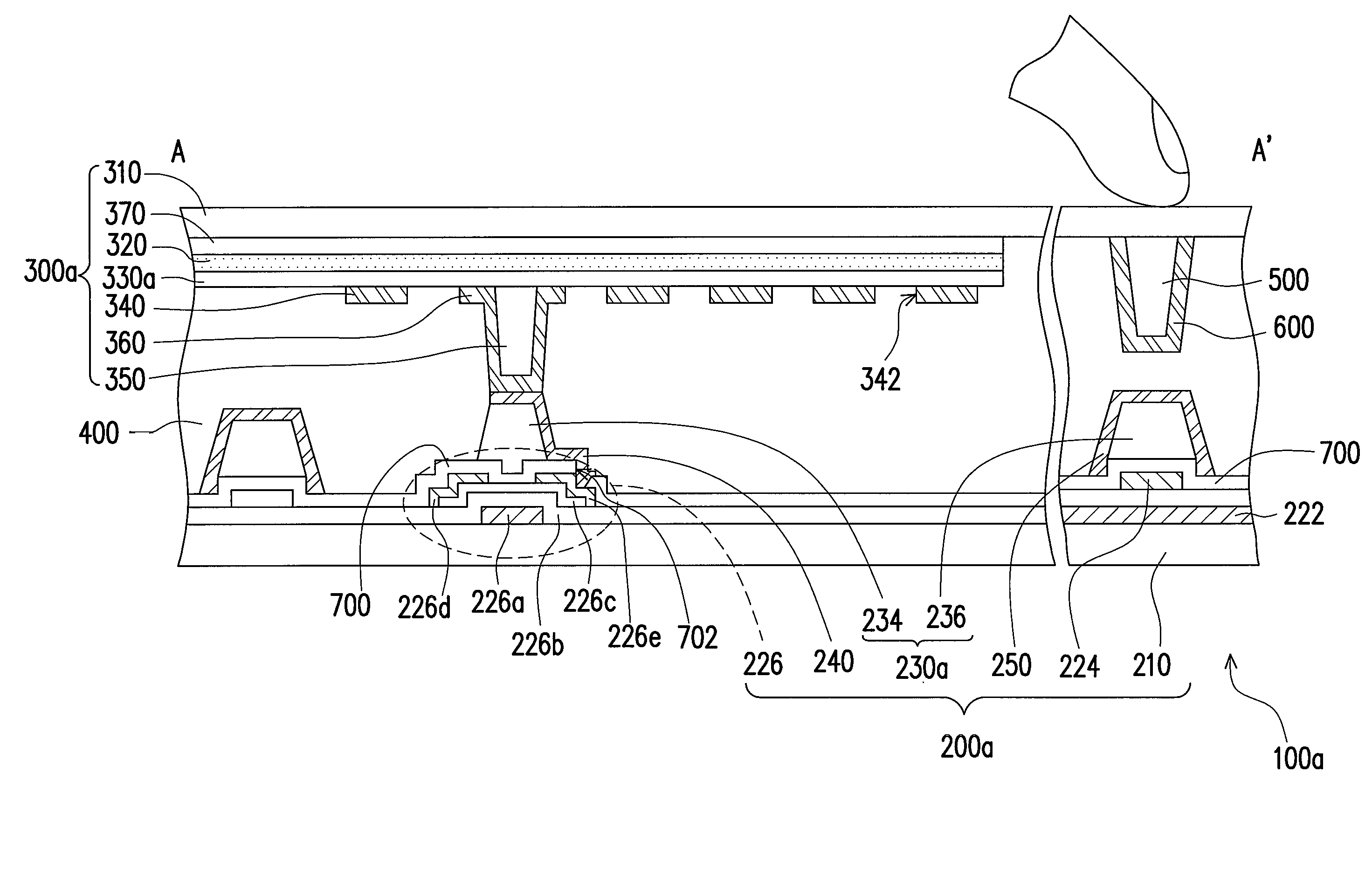 Liquid crystal display panel comprising first connecting electrodes disposed on a padding device and electrically connected to active devices and to second connecting electrodes