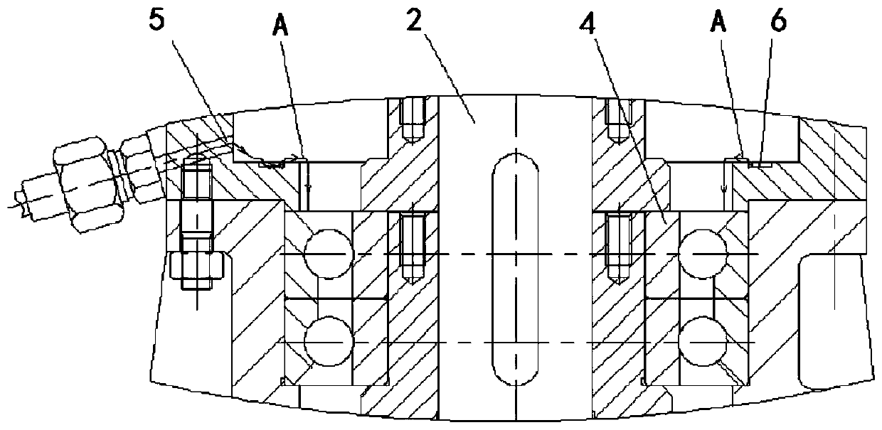 Circular-ring-shaped groove even oil supplying structure vertically provided with rolling bearings