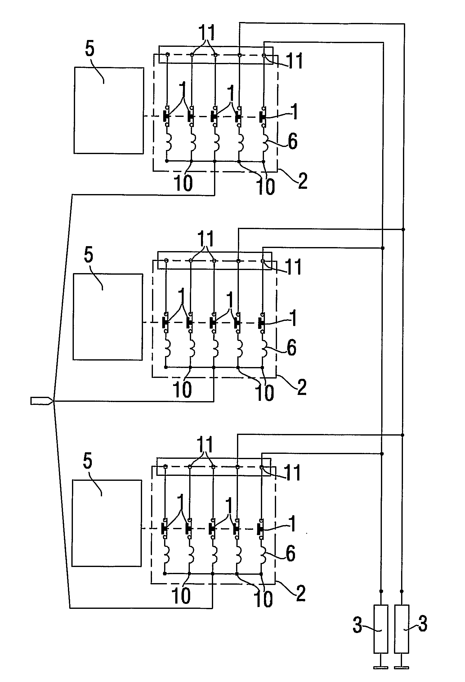 Segmental electronic circuit breaker and installation comprising same