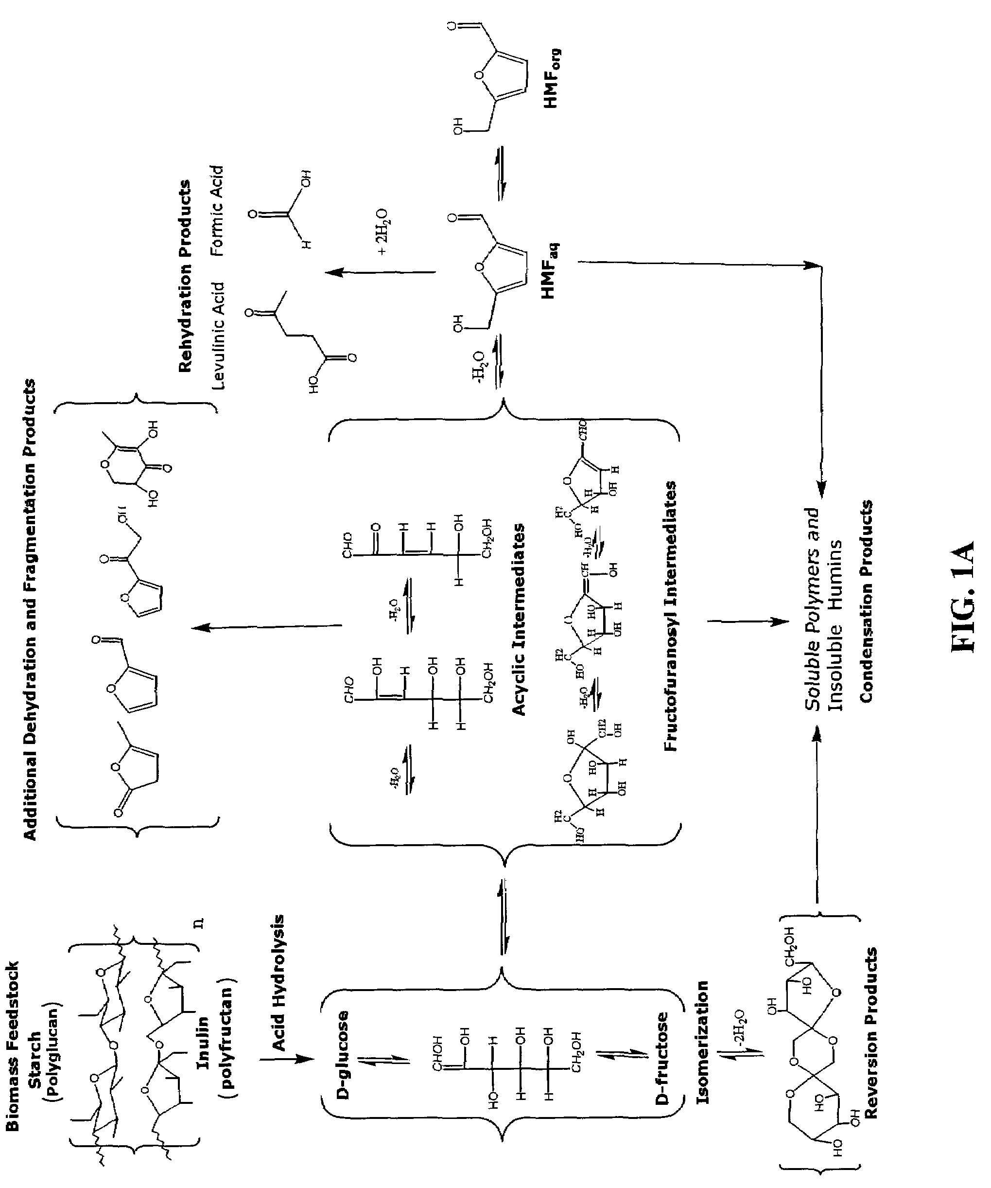 Catalytic process for producing furan derivatives in a biphasic reactor