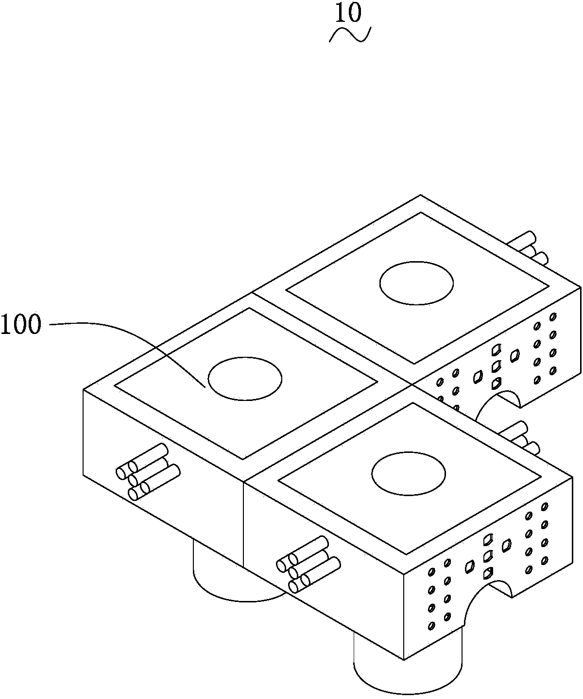 Interconnected radiating device and light-emitting diode (LED) lamp using same