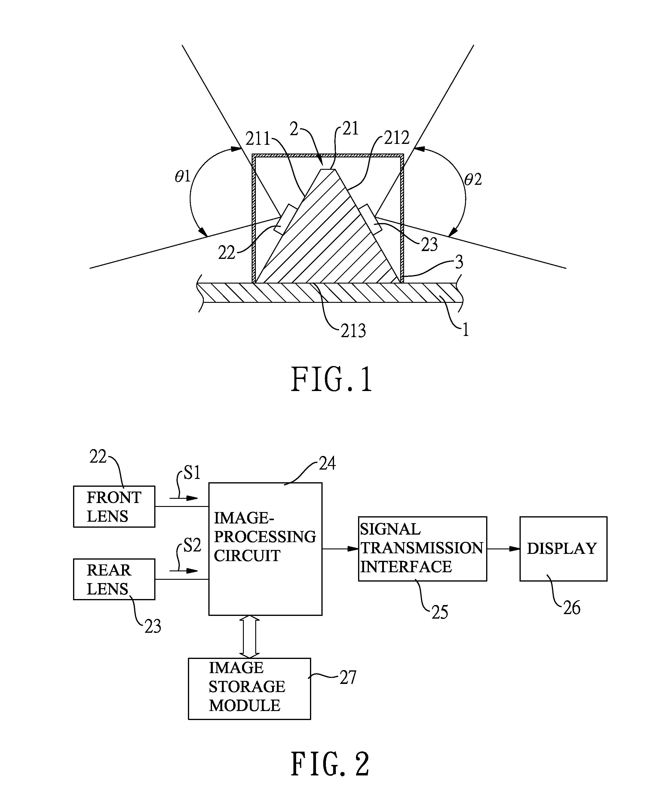 Front-and-rear-facing camera device