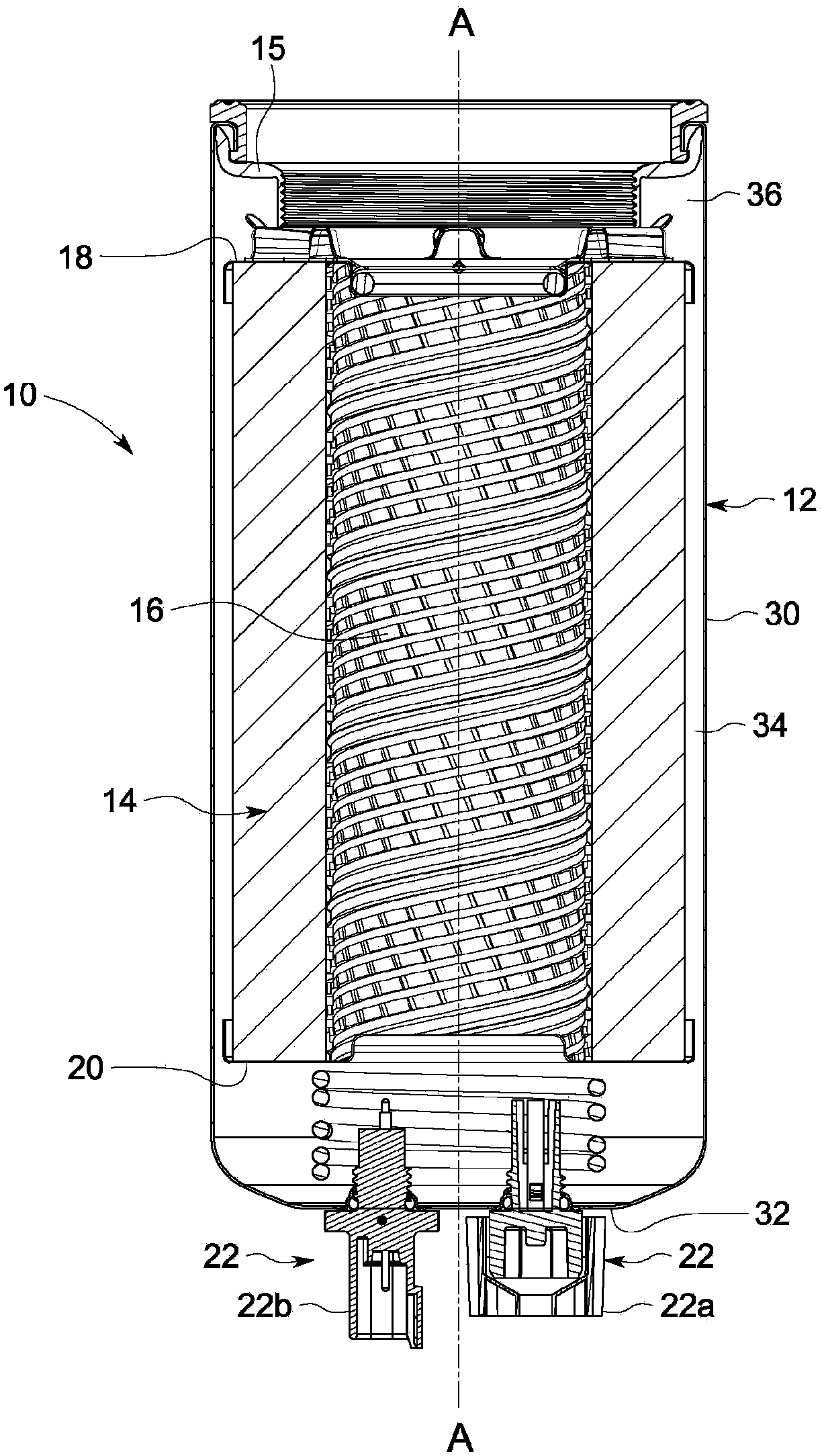 Filter housing with integrally threaded port