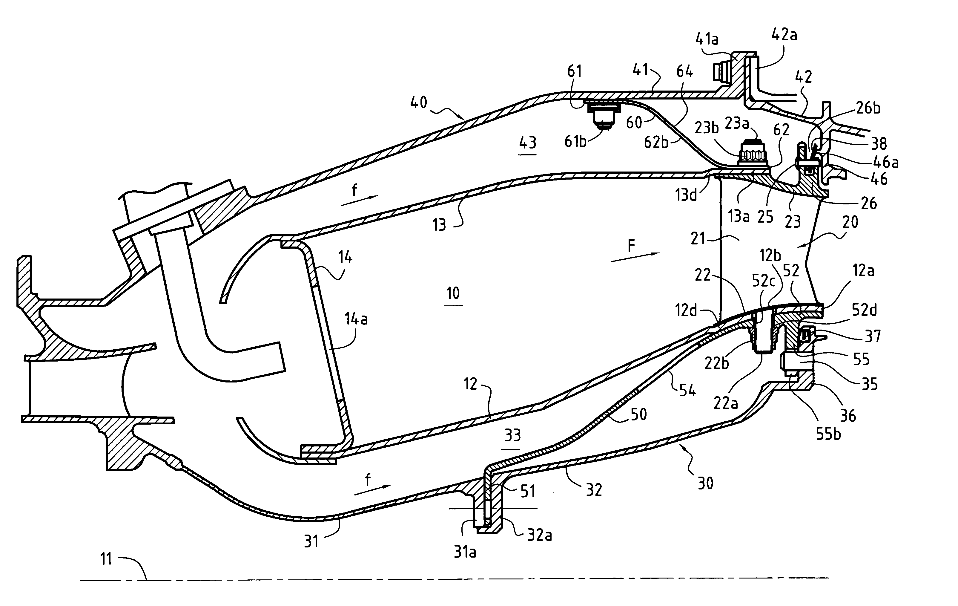 Assembly comprising a gas turbine combustion chamber integrated with a high pressure turbine nozzle