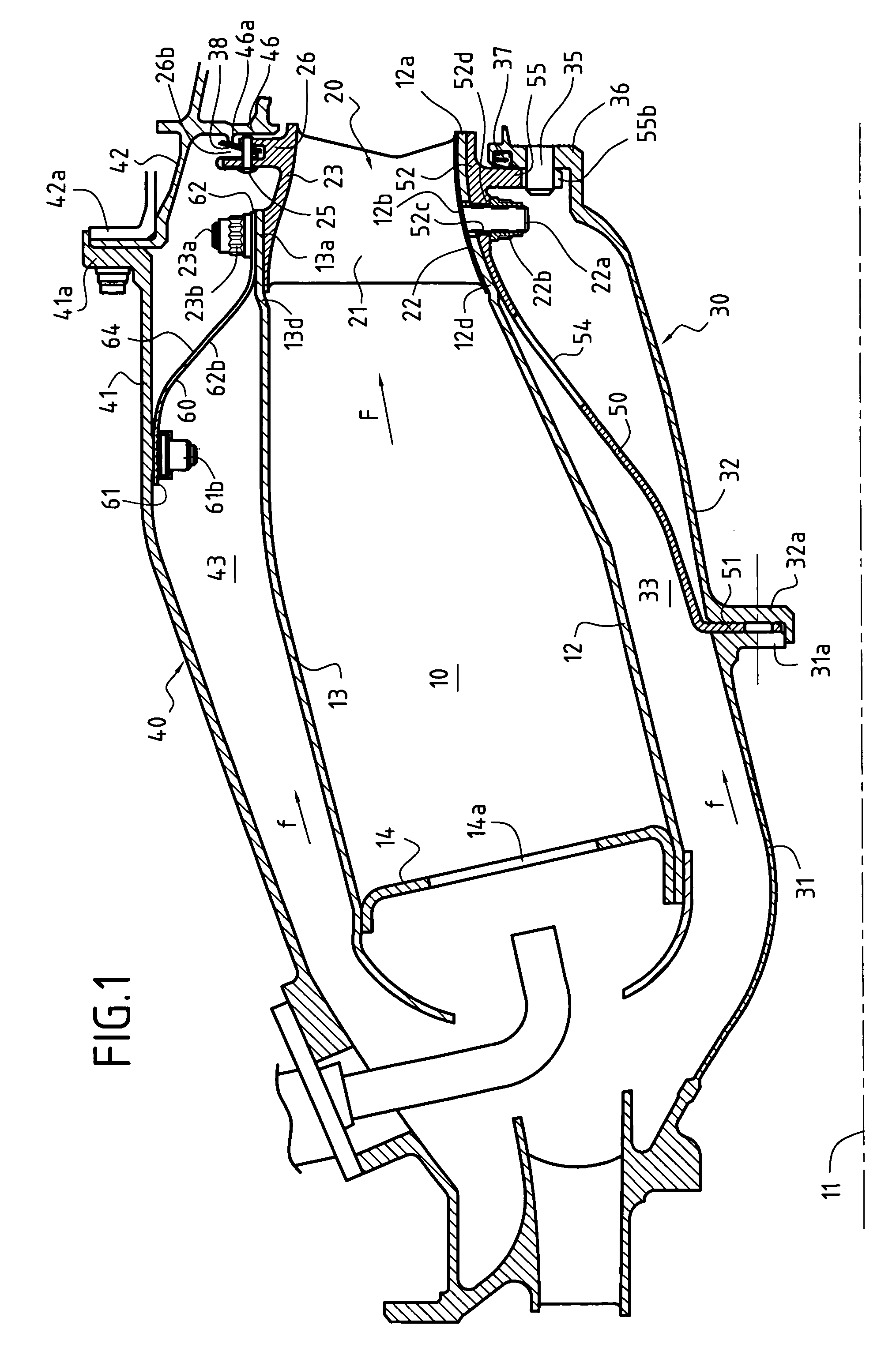 Assembly comprising a gas turbine combustion chamber integrated with a high pressure turbine nozzle