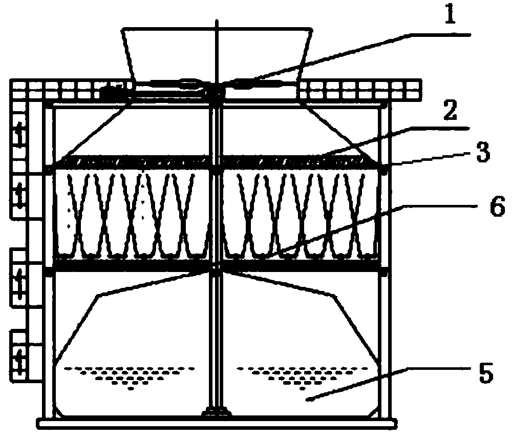 Circulating cooling water dispersing structure and cooling tower with same