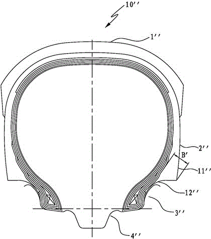 Section structure of motorcycle tire