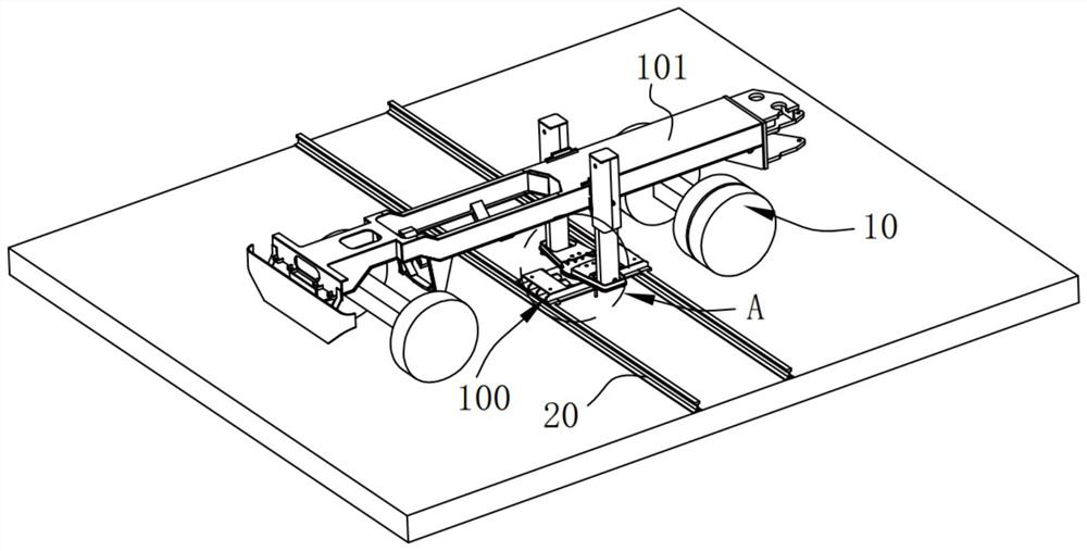 Rail ascending and descending device and highway-railway dual-purpose vehicle