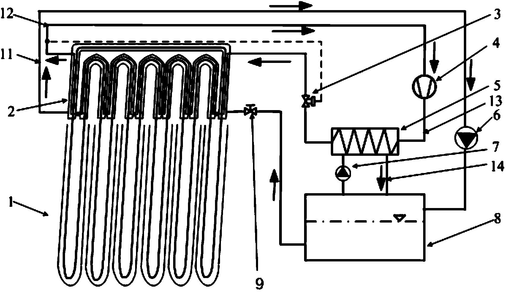 Heat supply method of efficient energy storage type solar heat pump operating around clock