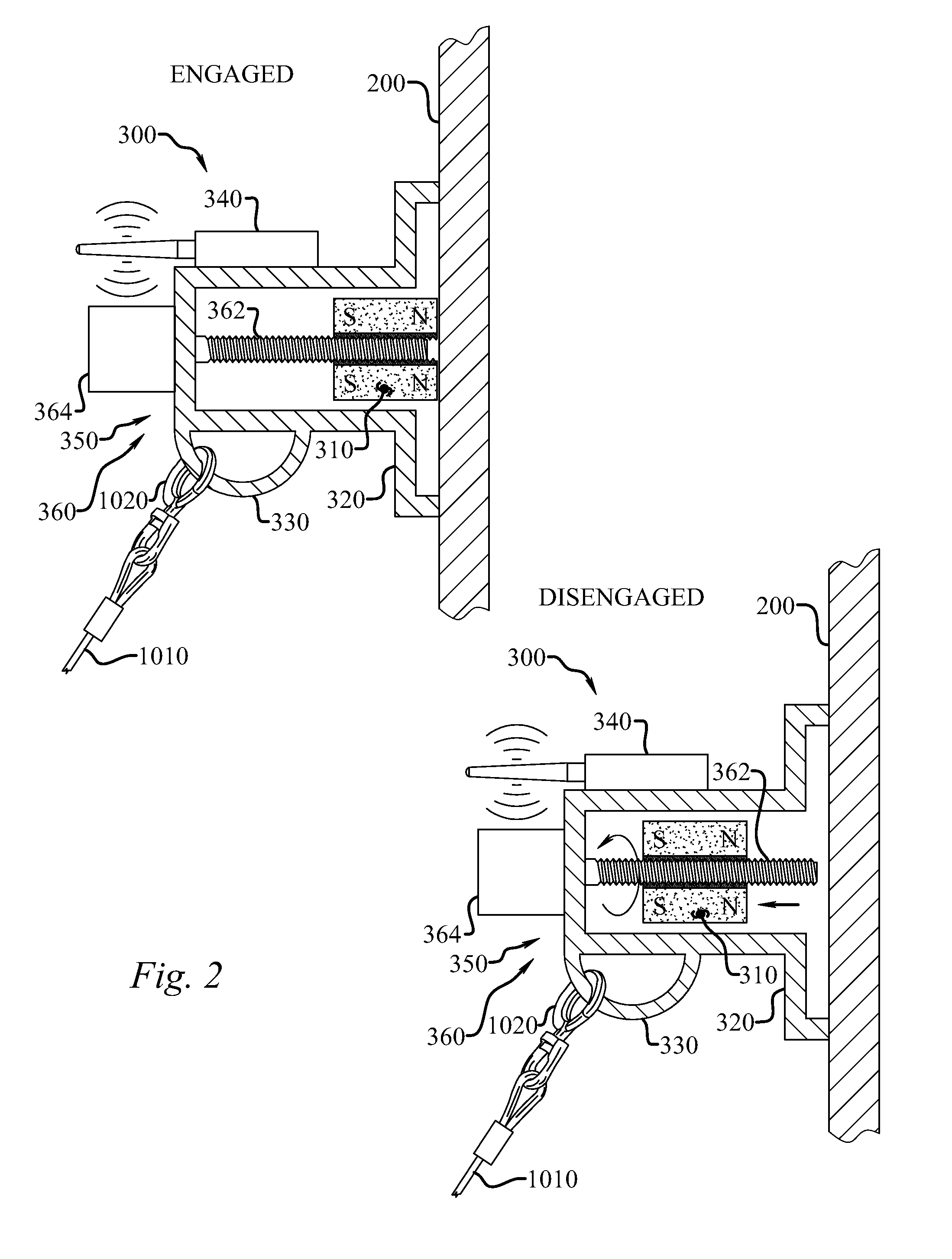 Magnetic anchor system for suspension work equipment, method of remotely attaching a suspended work platform to a work structure, and a system and device for same