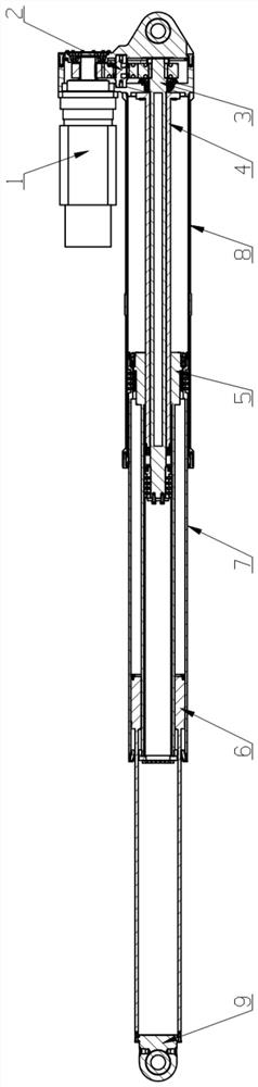 An inner support multi-stage electric cylinder