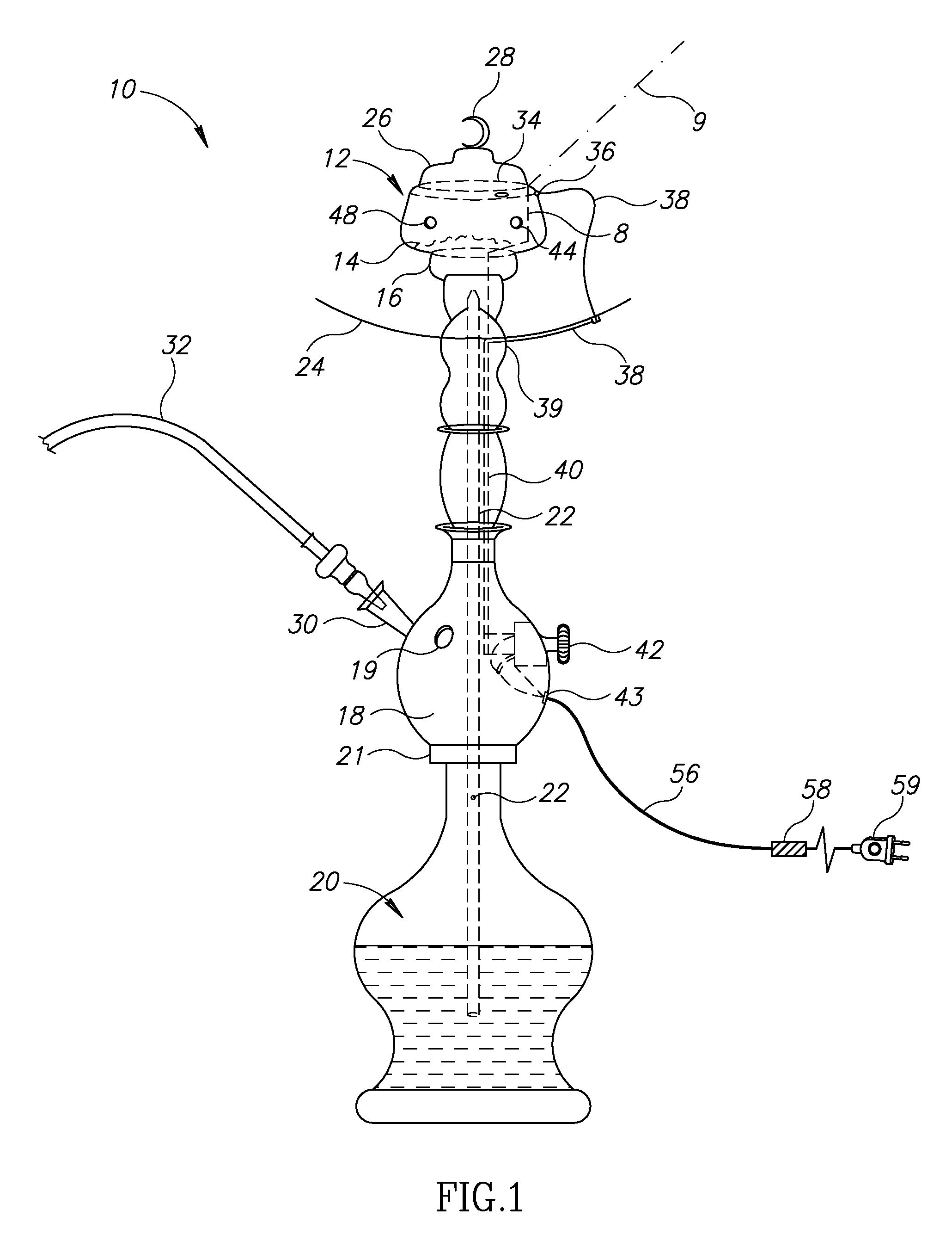 Electrically heated water pipe smoking device