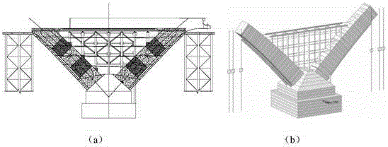 Support-free and opposite pull rod combination construction method for concrete triangular rigid frame in consideration of restraint action of inclined legs