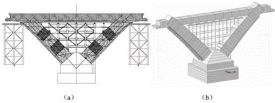 Support-free and opposite pull rod combination construction method for concrete triangular rigid frame in consideration of restraint action of inclined legs