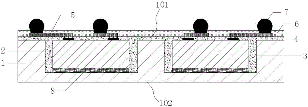 Embedded silicon substrate fan-out type packaging structure and manufacturing method thereof