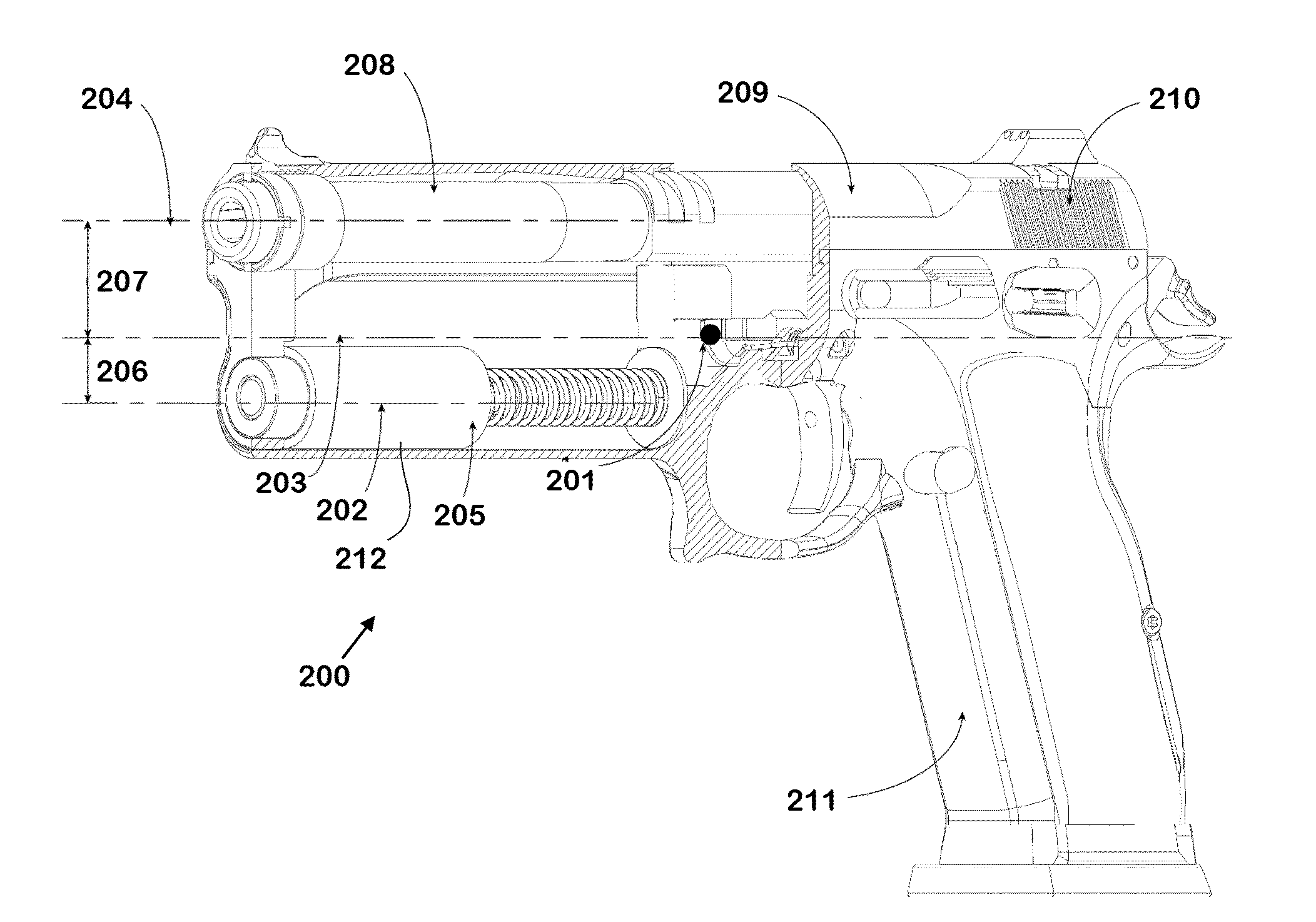 Recoil attenuating mechanism for a firearm