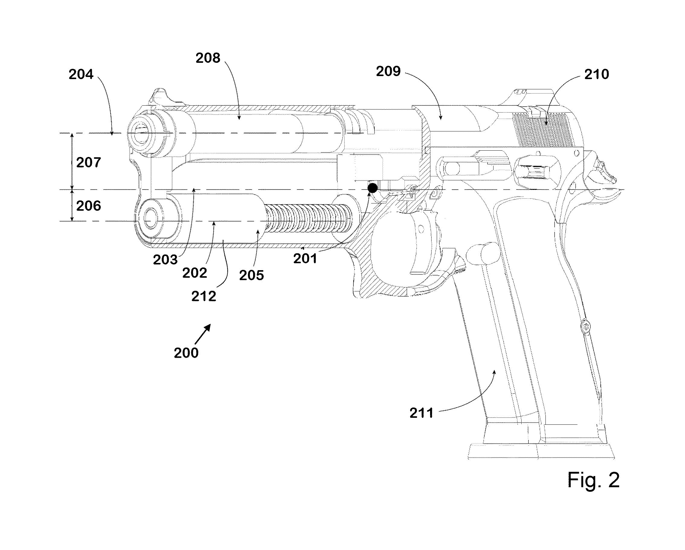 Recoil attenuating mechanism for a firearm