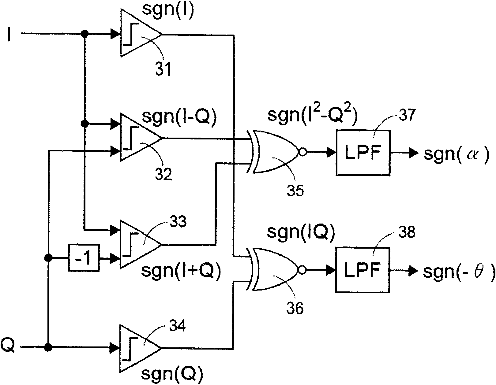 Signal polarity detection device and associated method