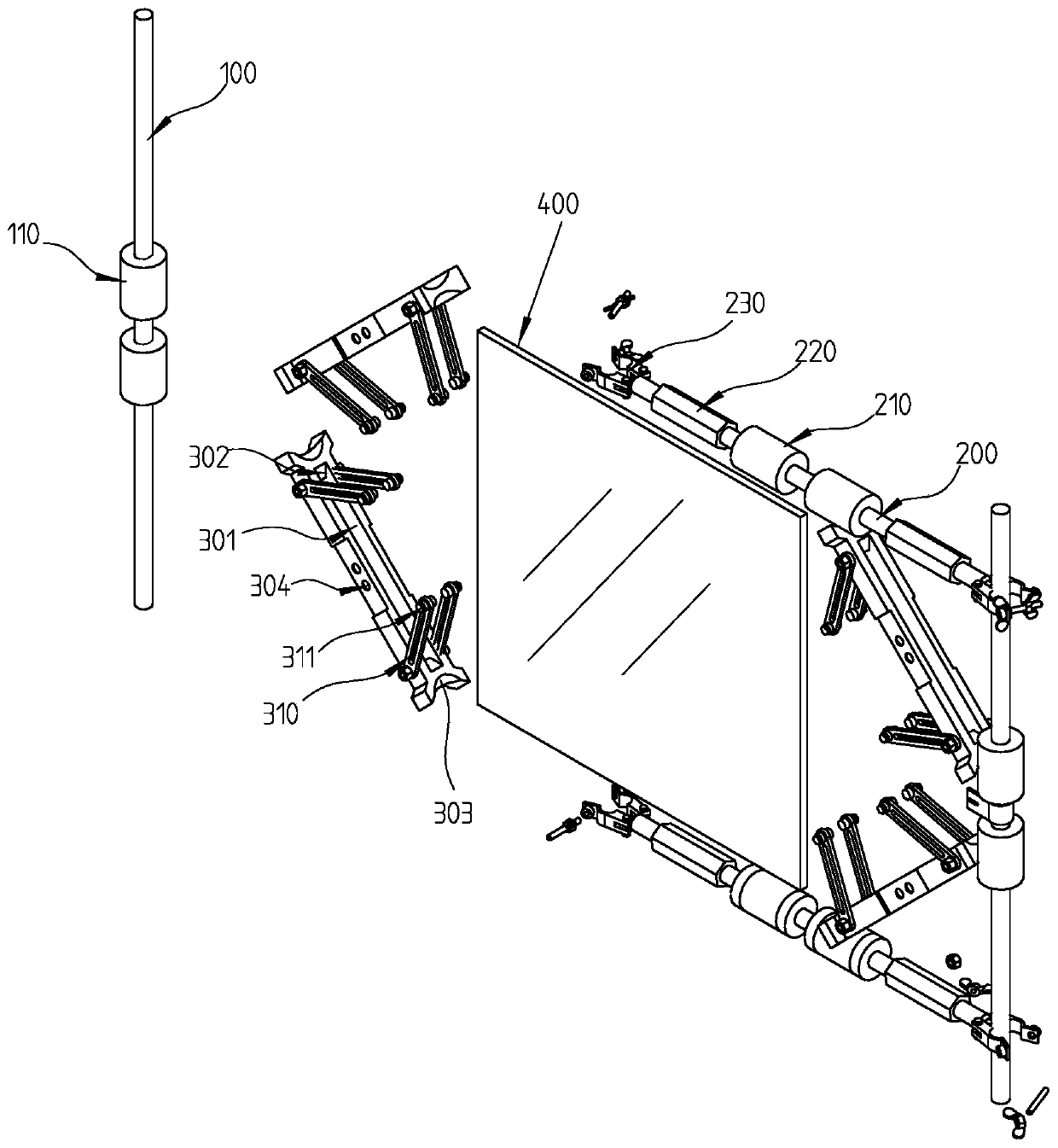 Tool for carrying large-size rectangular glass