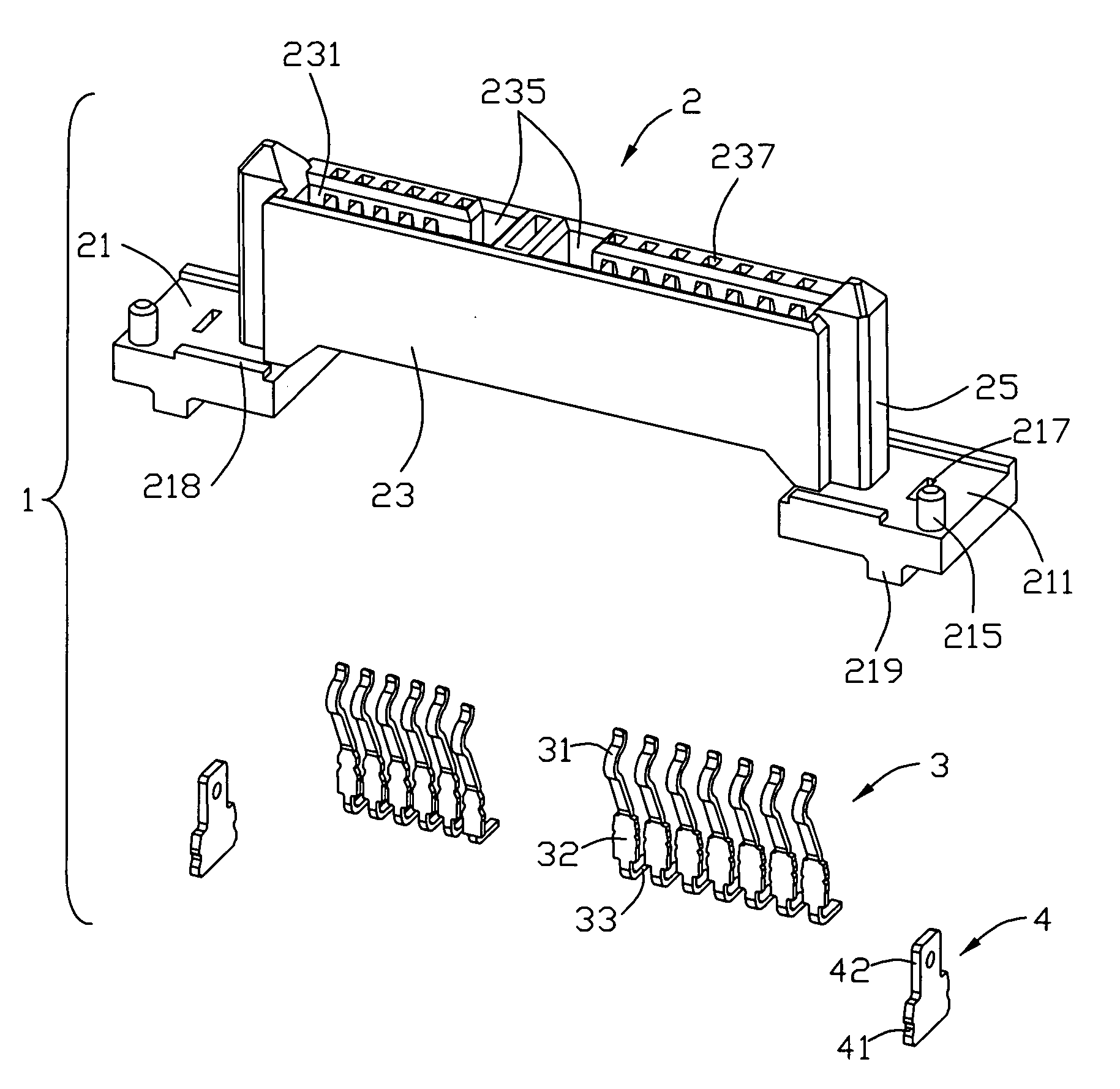 Electrical connector having low broad mounting profile