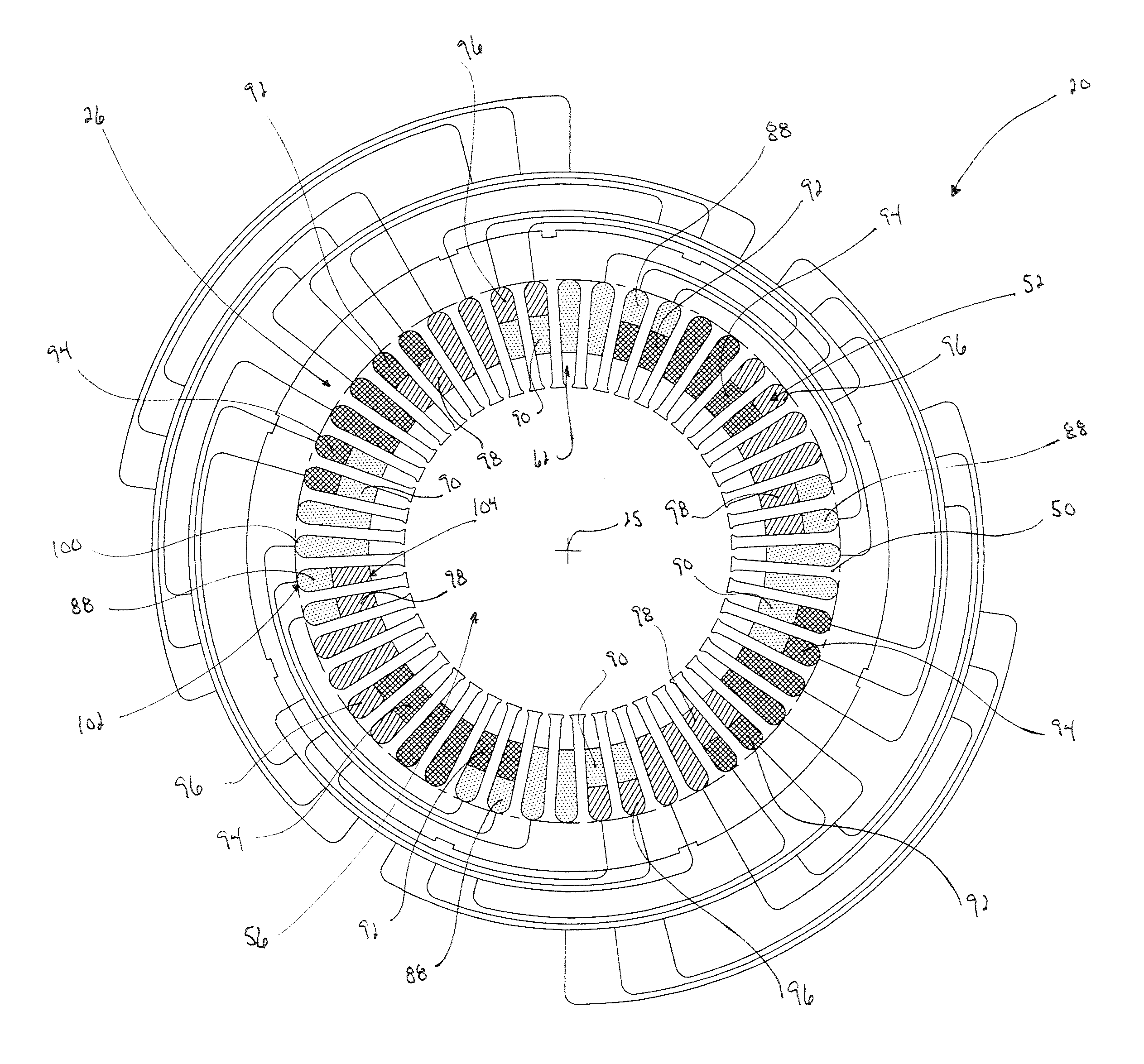 Motor with impedance balanced winding