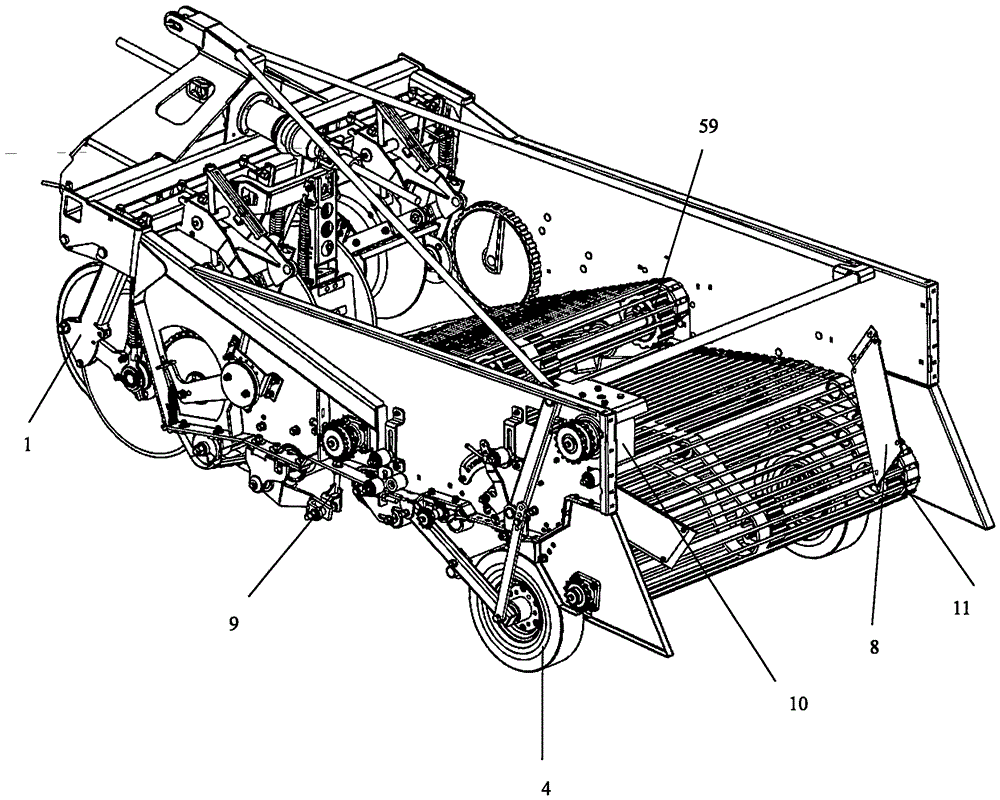 A potato harvester capable of rear laying operations