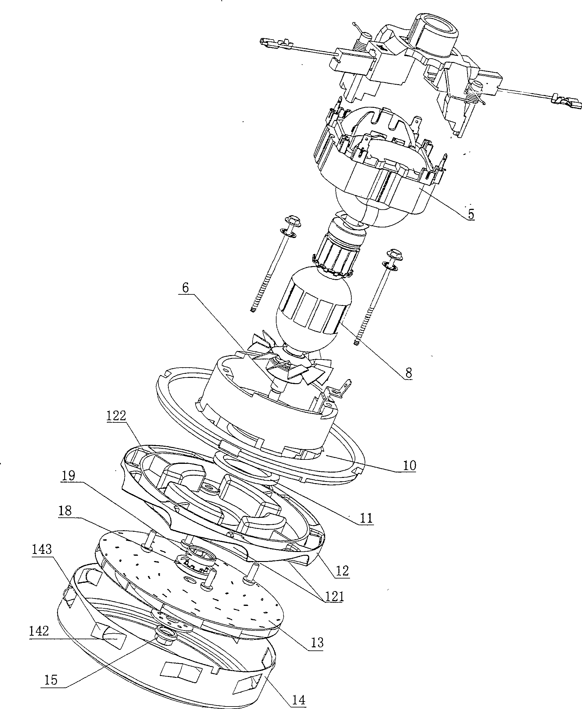 Dust aspirator motor