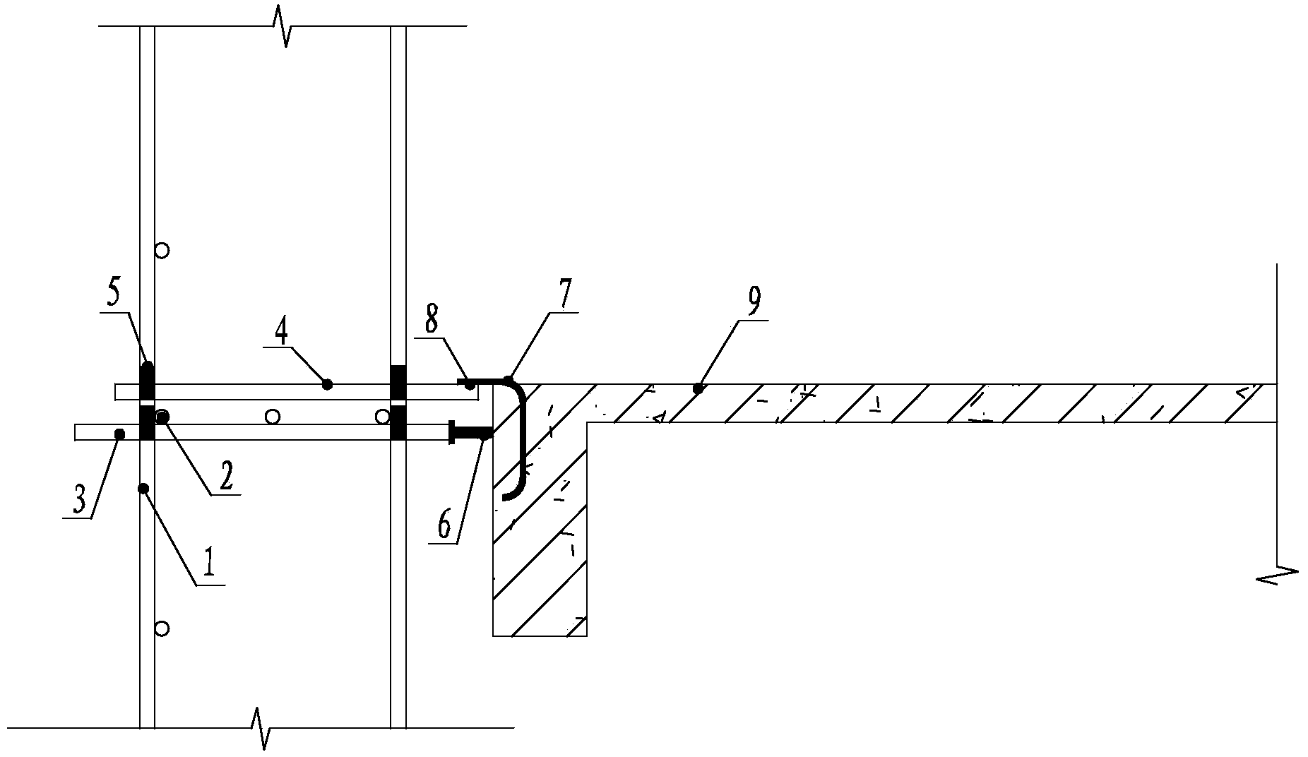 Inserted type outer frame L-type steel wall connecting piece structure free of scaffold hole and construction method thereof