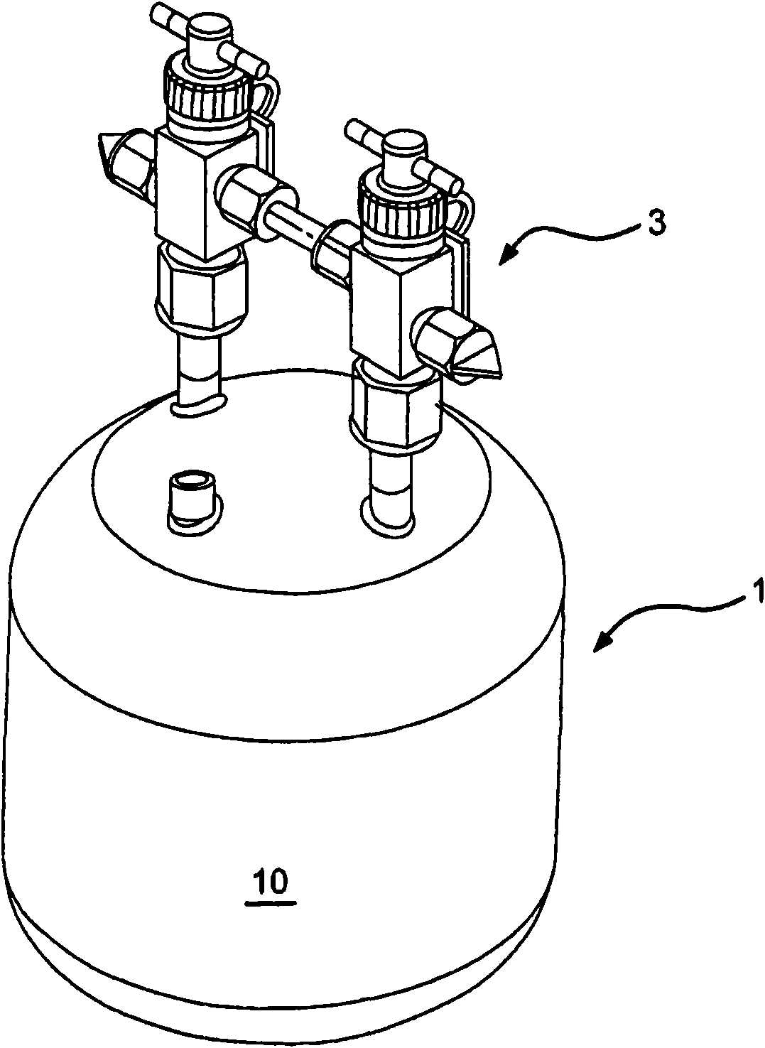 Cross purge valve and container assembly