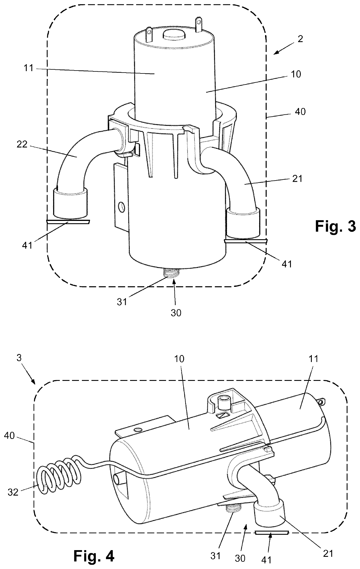 Pump device, comprising a pump and a housing accommodating the pump