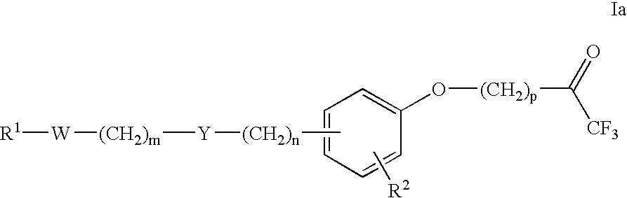Trifluoroacetylalkyl-substituted phenyl, phenol and benzoyl compounds and related methods of treatment