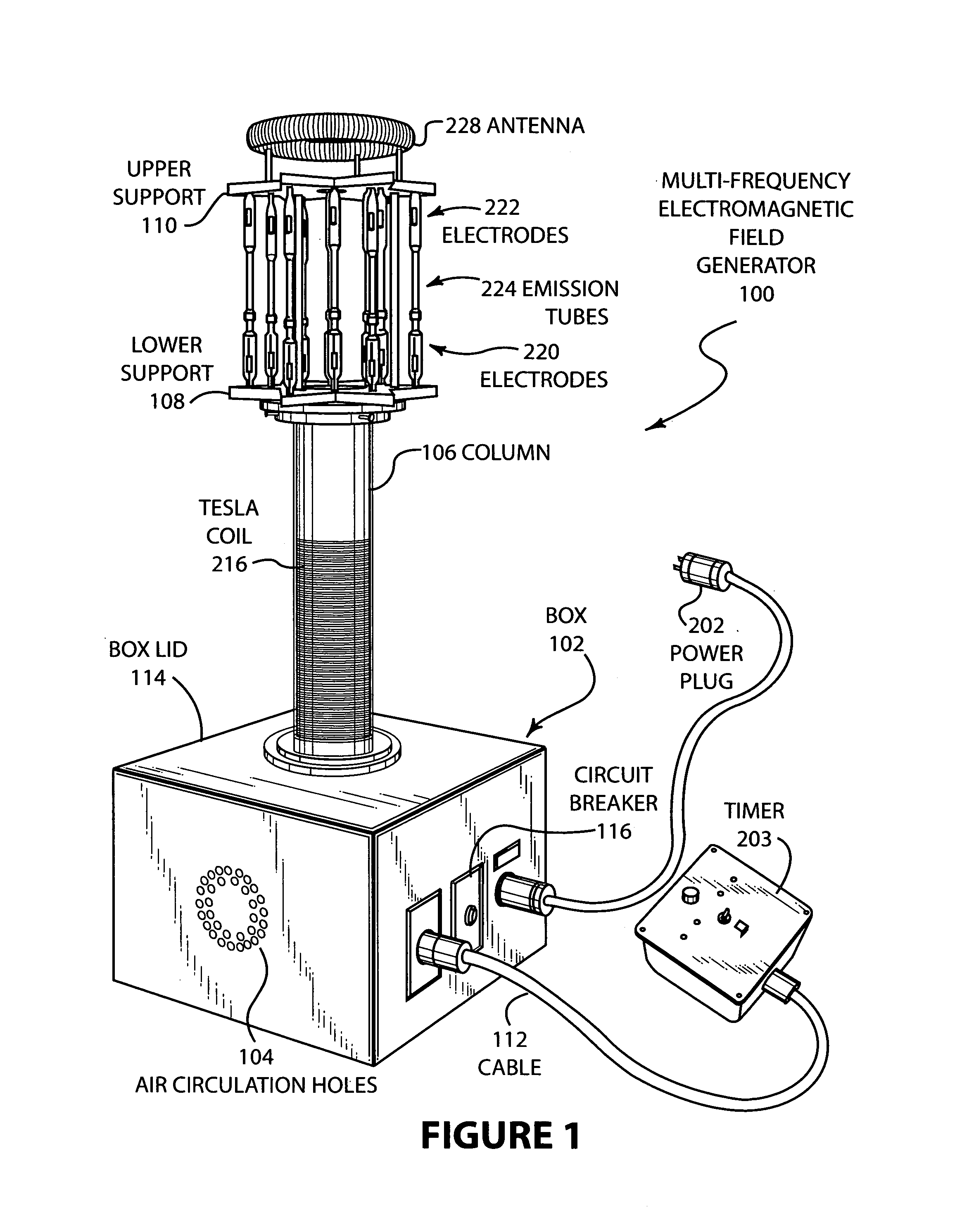 Multifrequency electro-magnetic field generator