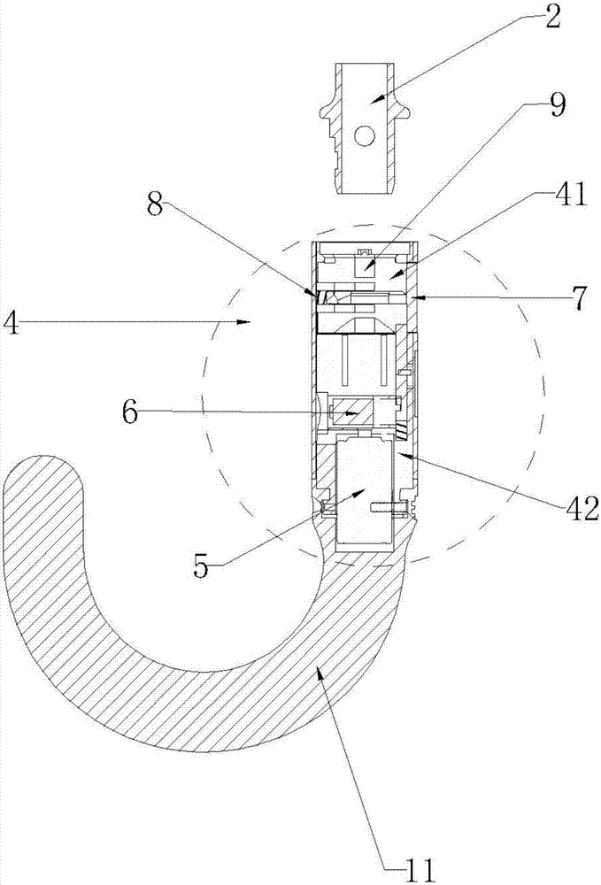 Umbrella handle with locking structure, umbrella with handle and using method