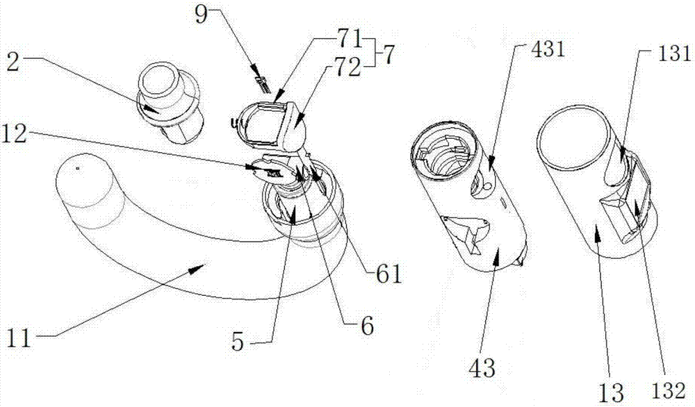 Umbrella handle with locking structure, umbrella with handle and using method