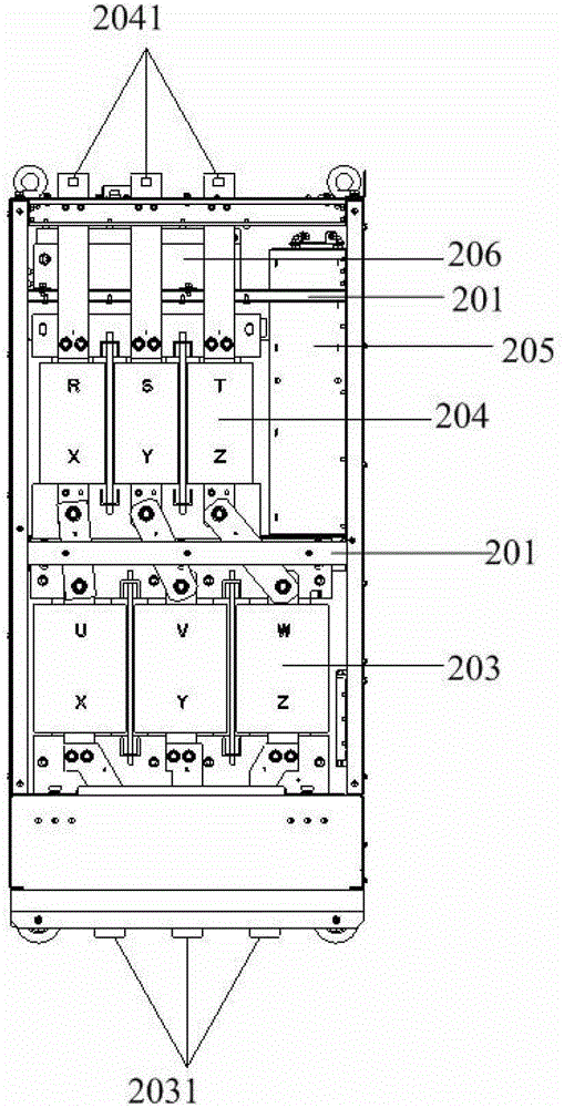 Integrated filter unit and four-quadrant inverter
