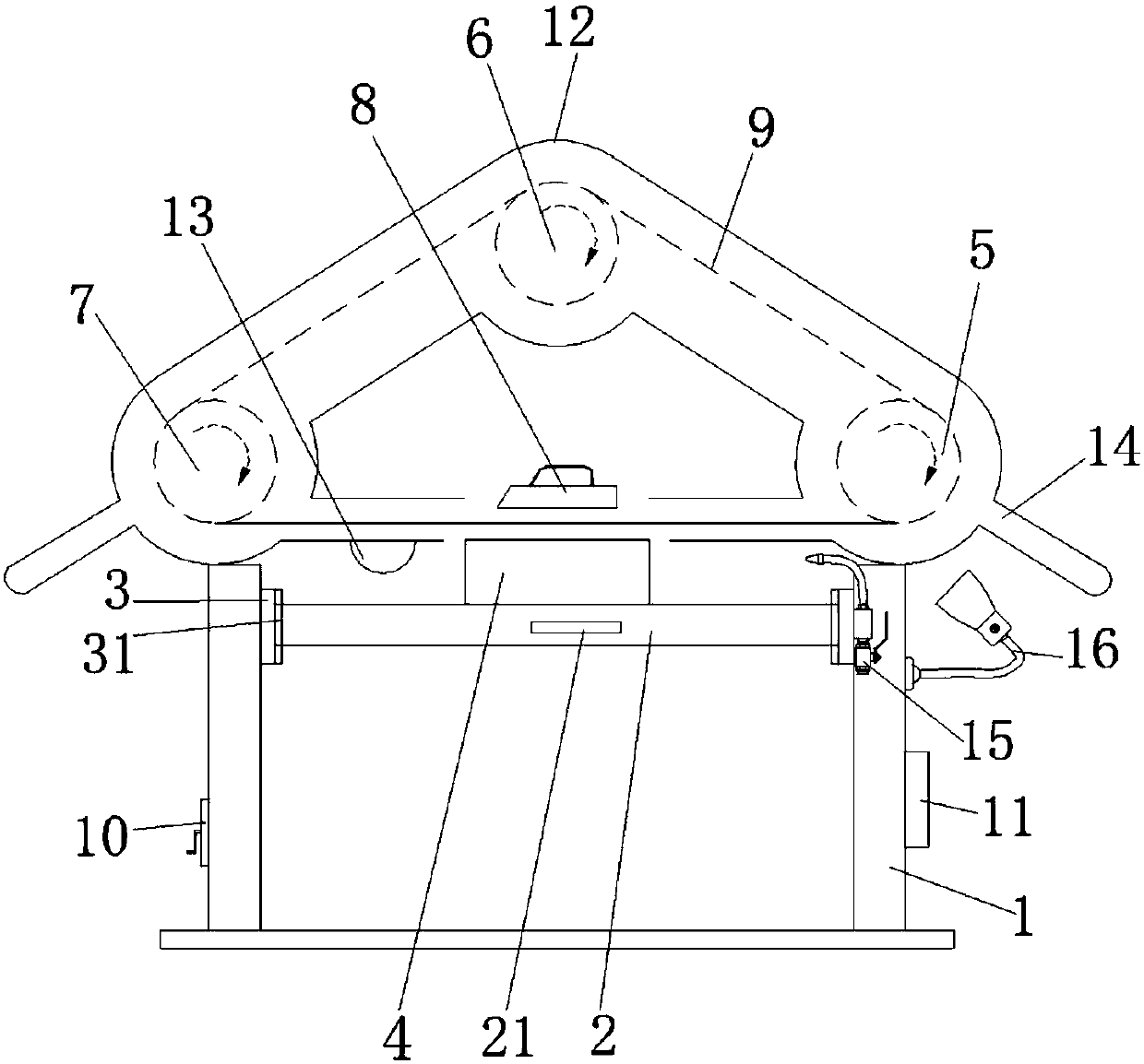Working method of triangular wire-drawing machine with illumination function for machining of stator punching sheet