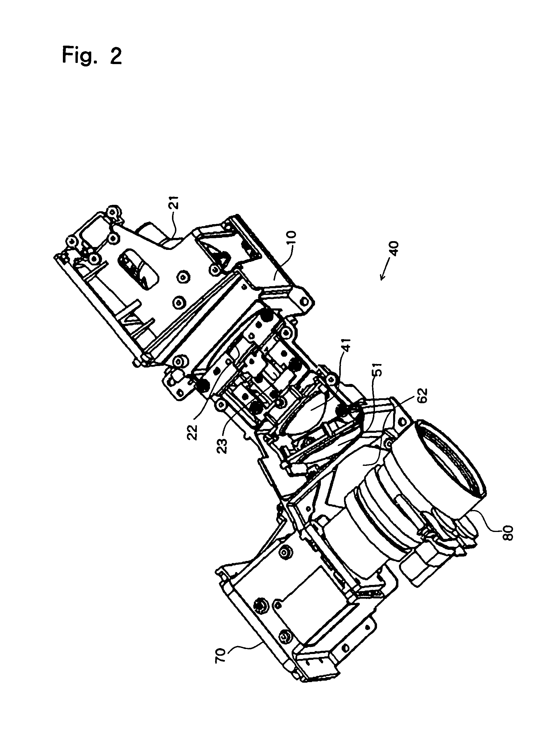 Optical unit for projection display apparatus and projection display apparatus