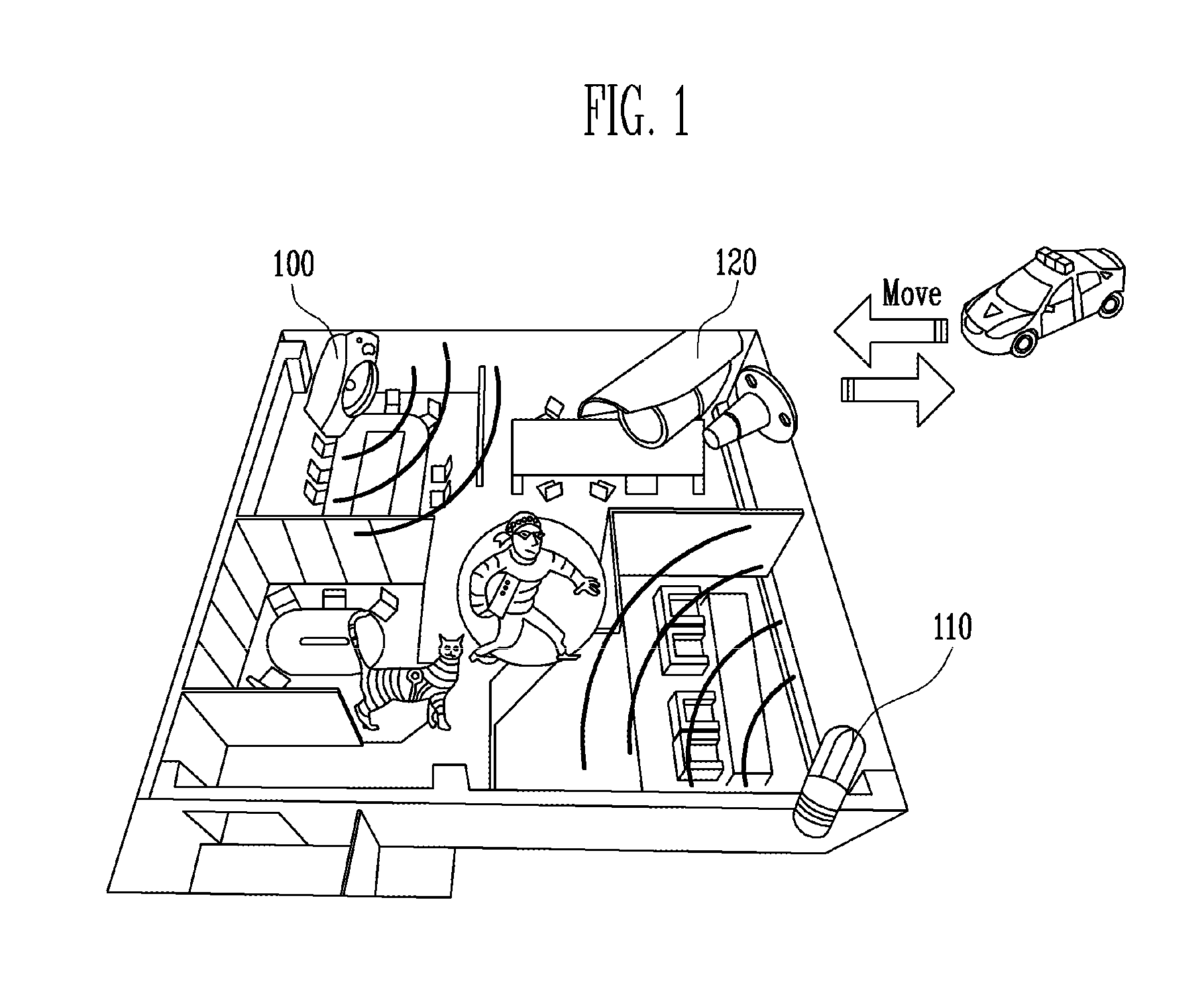Security system and method using measurement of acoustic field variation