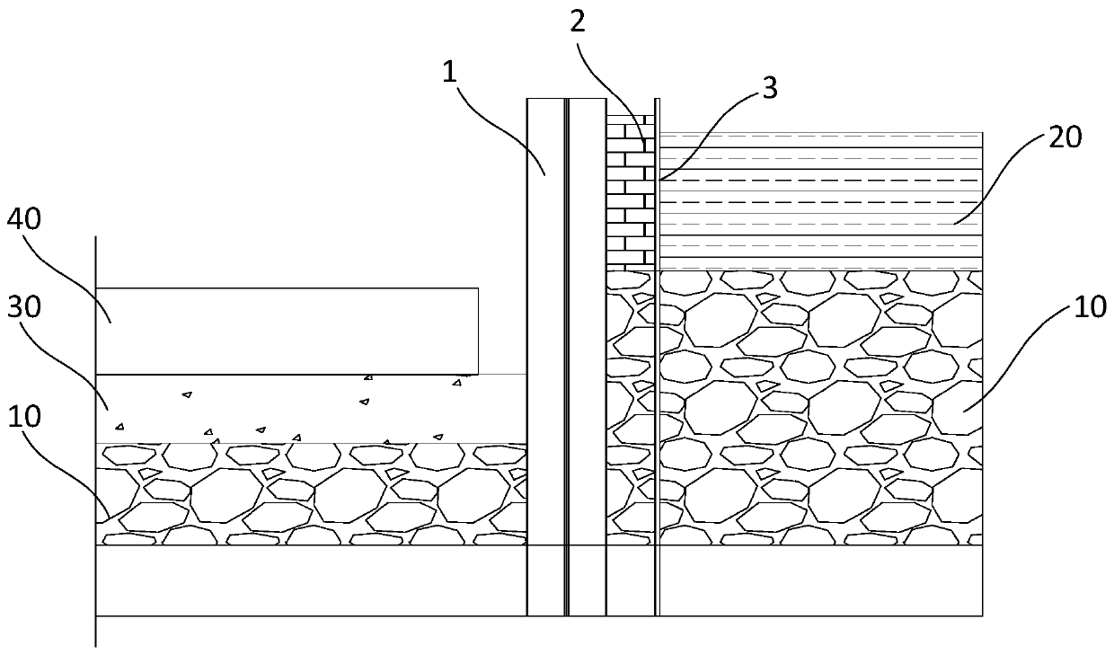 Water stop structure of tidal mud flat reclamation area and water stop method conducted by using water stop structure