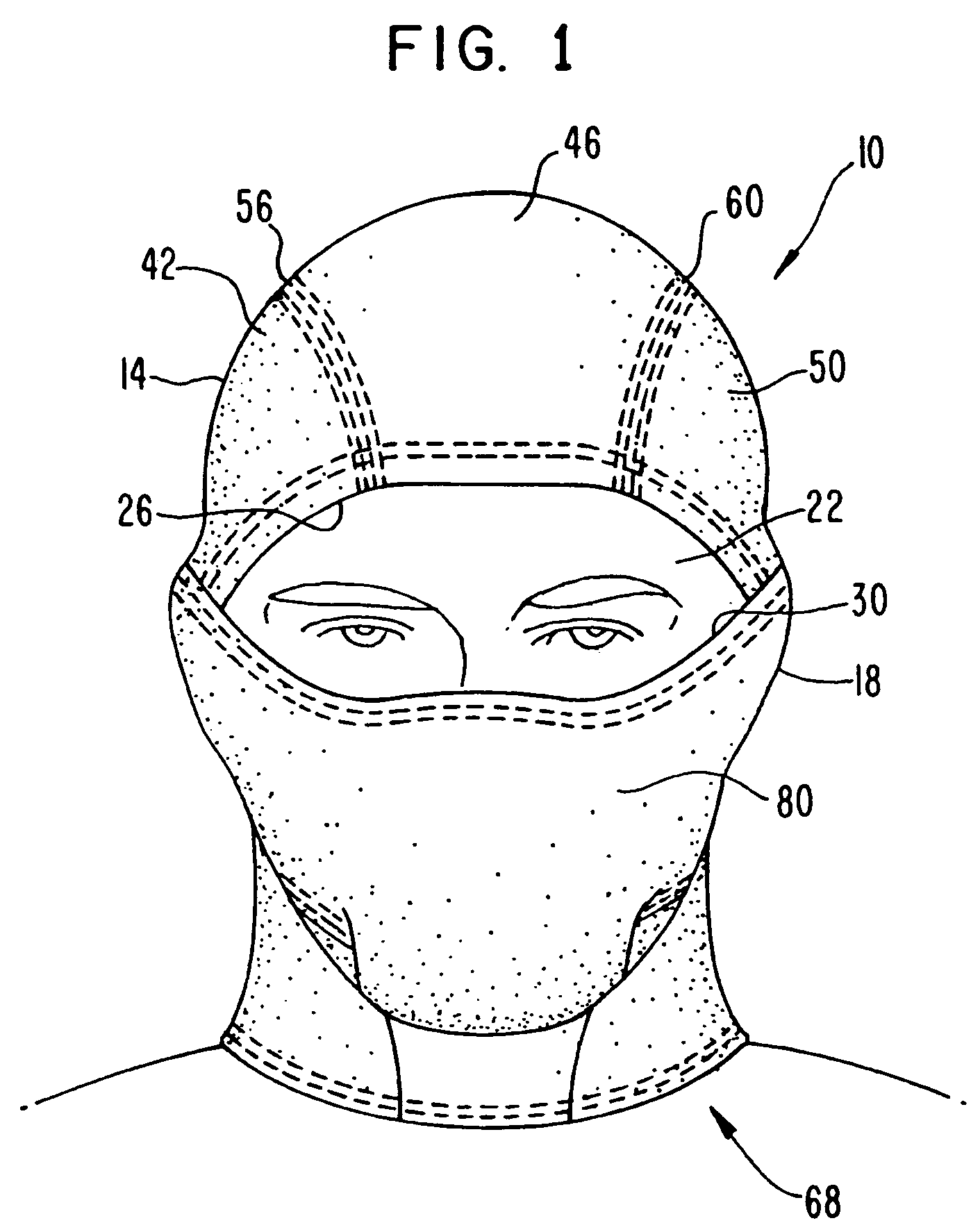 Hood with hinged mask piece