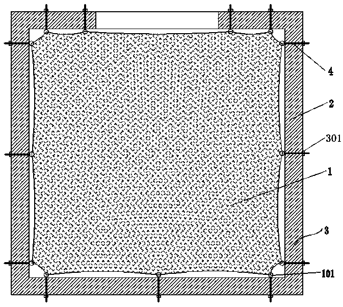 Elevator shaft anti-falling net structure and construction process thereof
