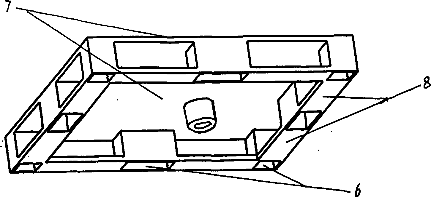 Integrally pressing method of vegetable fibre tray provided with connected supporting legs and special mould thereof