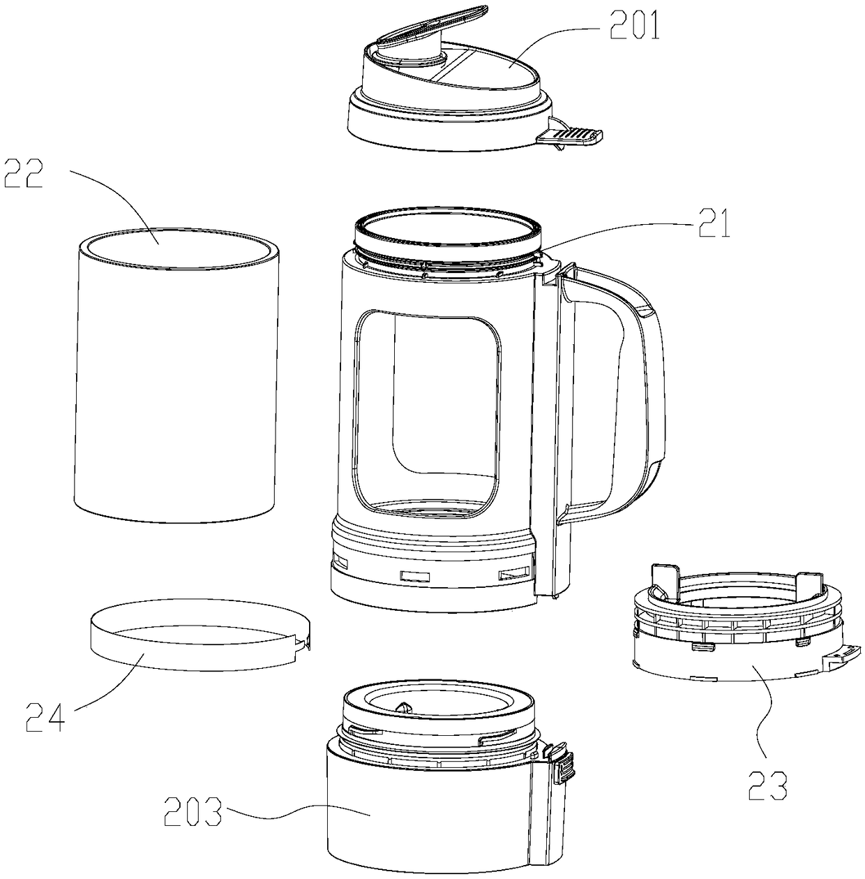 Cup assembly and food high-speed blender