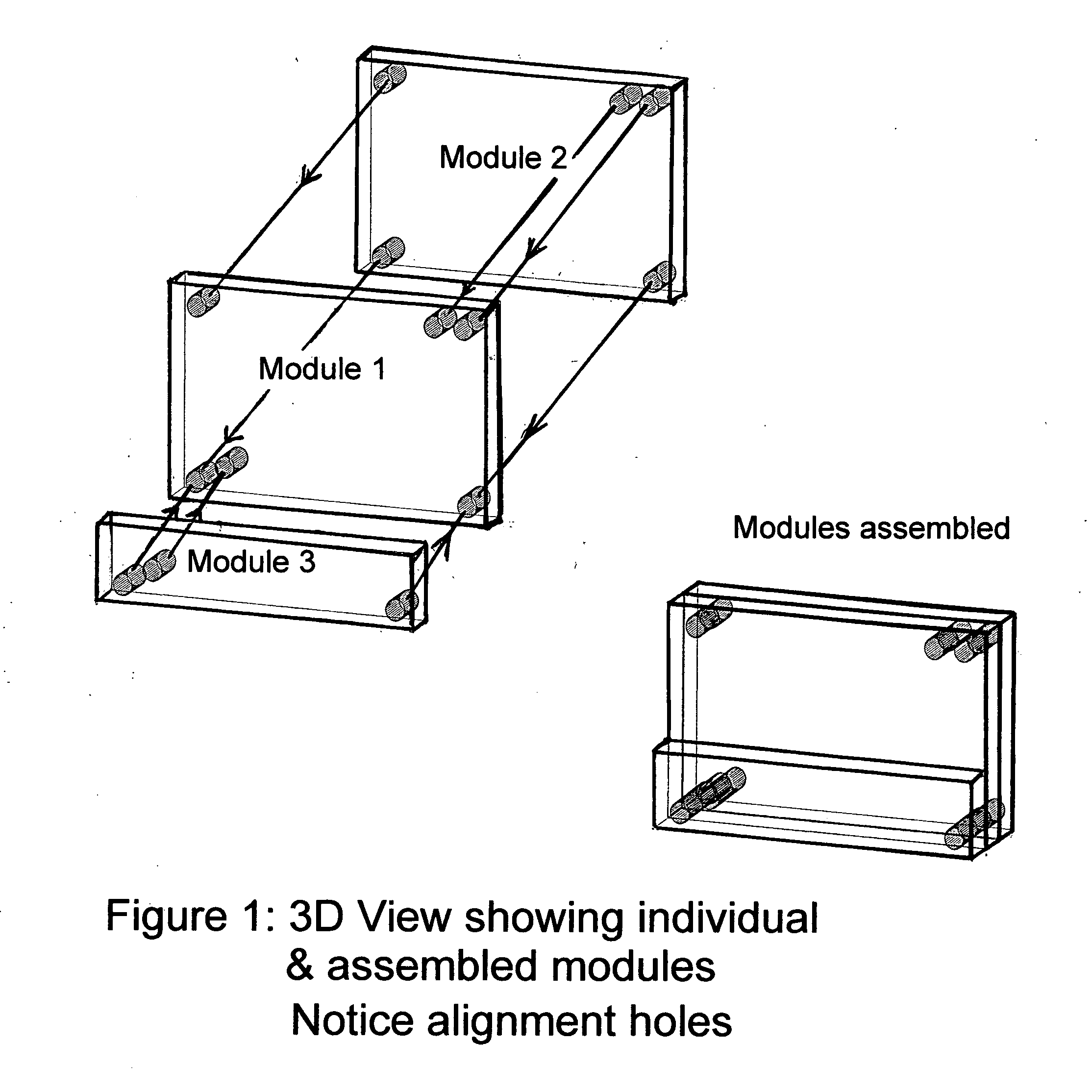Robust modular electronic device without direct electrical connections for inter-module communication or control