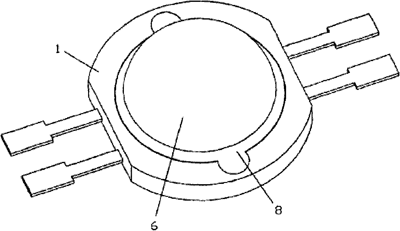 LED lamp with lens injected with fluorescent glue and packaging method thereof